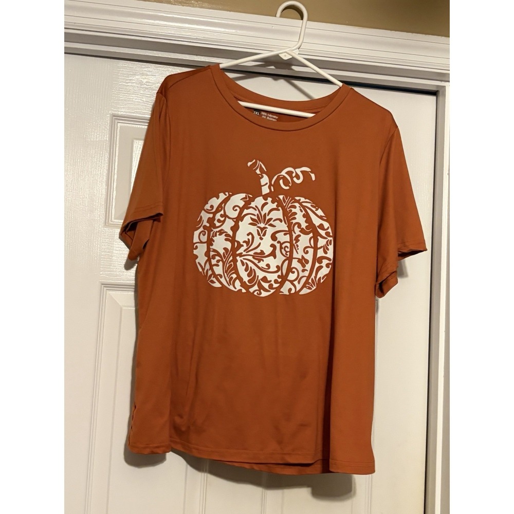 FALL Orange Pumpkin Graphic Plus Size 2XL Women's T-Shirt, Plus Size Shirts